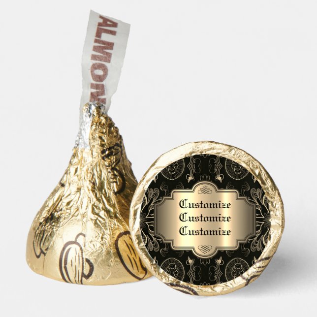 Abstract Floral Black And Gold   Hershey®'s Kisses® (Front)