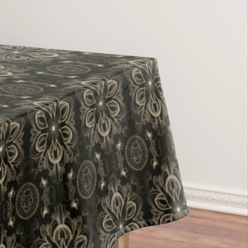 Abstract Floral Black And Gold    Tablecloth