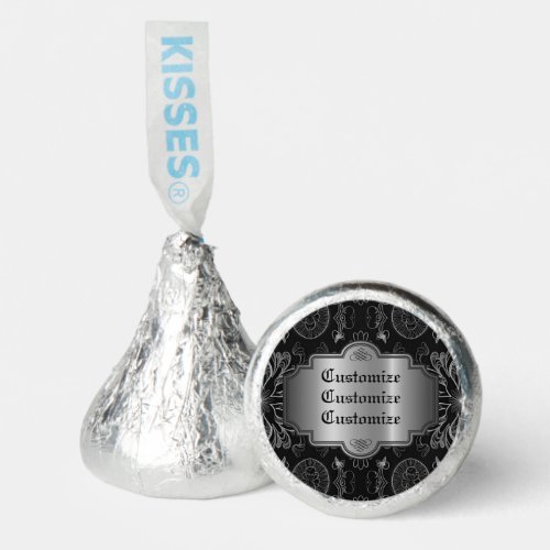 Abstract Floral Black And Silver Hersheys Kisses