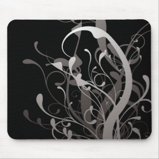 abstract floral black mouse pad