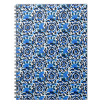 Abstract floral, blue, black and beige fashion t notebook