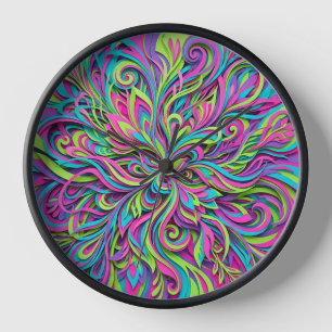 Abstract Floral Bouquet Neon Art Clocks