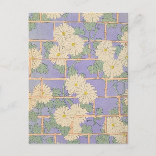 Abstract Floral Bricks Japanese Design Postcard