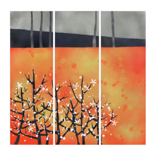 Abstract Floral Burnt Orange Landscape Art