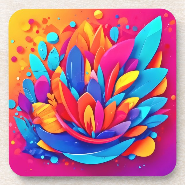 Abstract Floral Burst Beverage Coaster (Front)