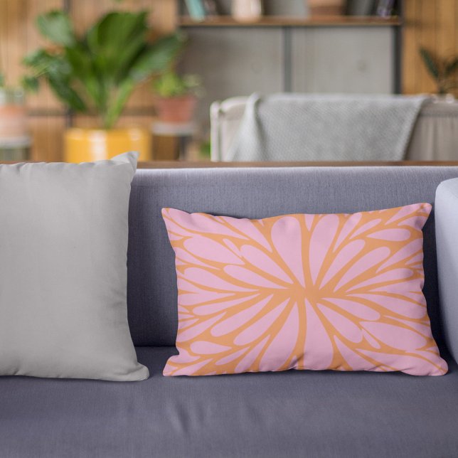 Abstract floral burst pattern pastel orange & pink accent pillow (Creator Uploaded)