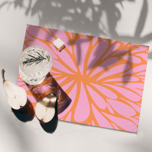 Abstract floral burst pattern pastel orange & pink placemat