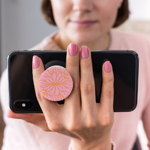 Abstract floral burst pattern pastel orange & pink PopSocket