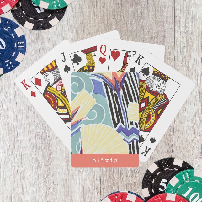 Abstract Floral by E.A. Séguy Personalized Name Poker Cards (Creator Uploaded)