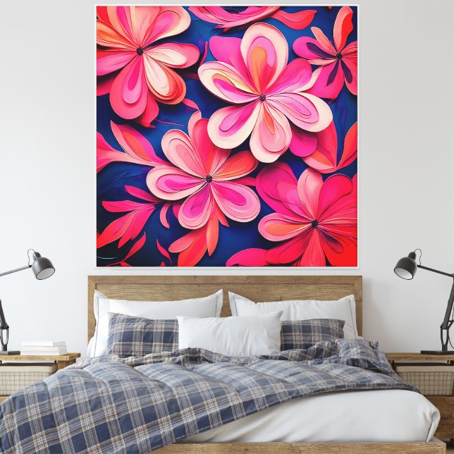 Abstract Floral Canvas Print (Insitu(Bedroom))