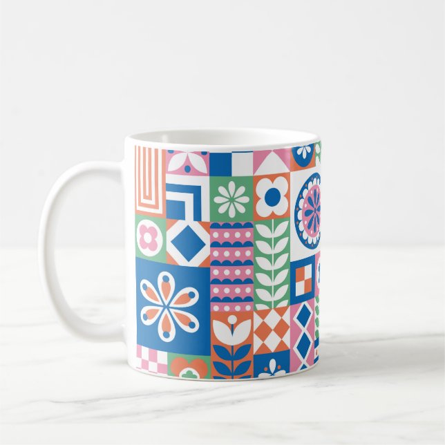 Abstract floral card. Seamless folklore pattern. S Coffee Mug (Left)