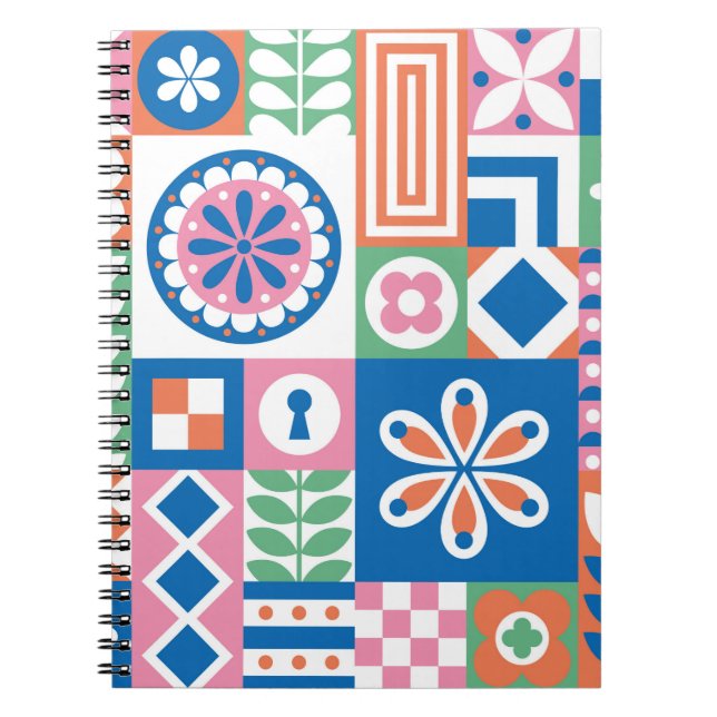Abstract floral card. Seamless folklore pattern. S Notebook (Front)