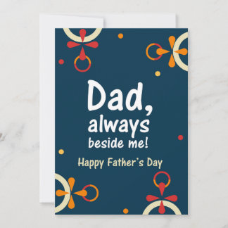 Abstract Floral Circles on Navy Blue Father's Day Thank You Card