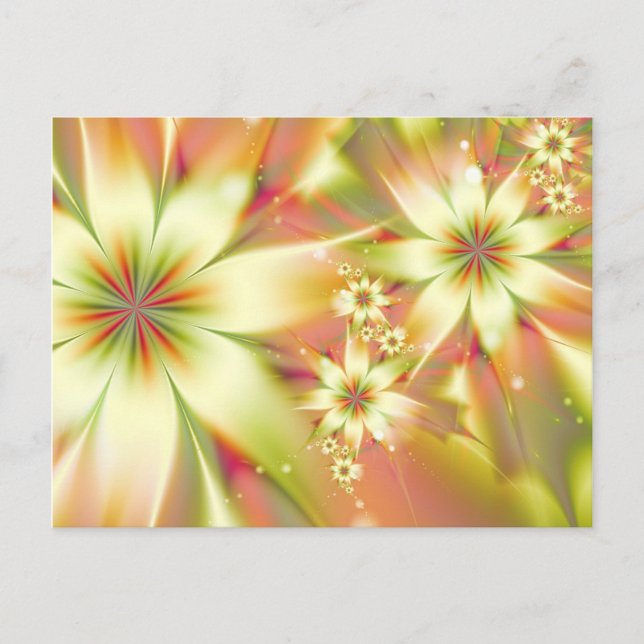 Abstract Floral Colorful Flowers Elegant Pretty Postcard (Front)