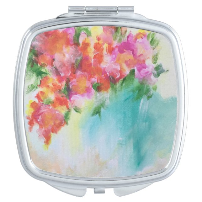 Abstract Floral Compact Mirror (Front)
