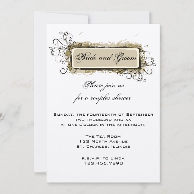 Abstract Floral Couples Wedding Shower Invitation (Front)