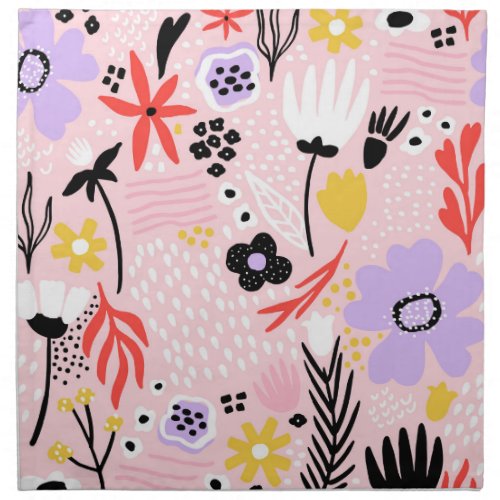 Abstract Floral Creative Vintage Design Cloth Napkin