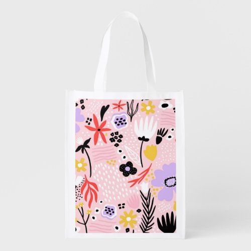 Abstract Floral Creative Vintage Design Grocery Bag