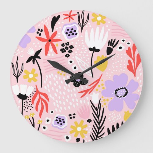 Abstract Floral Creative Vintage Design Large Clock
