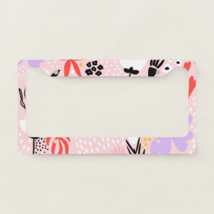 Abstract Floral: Creative Vintage Design. License Plate Frame