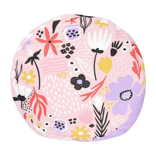 Abstract Floral Creative Vintage Design Pouf