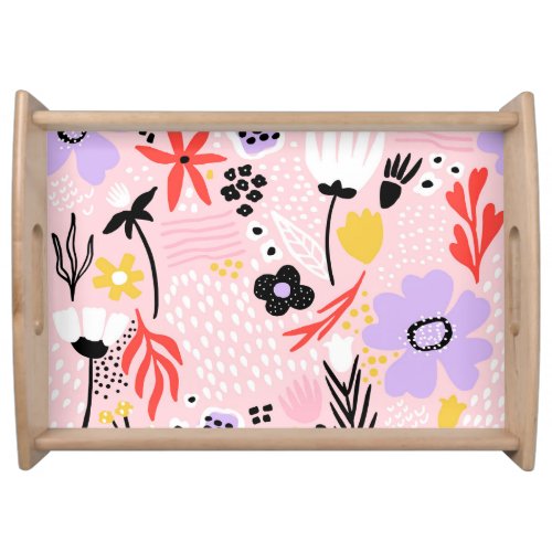 Abstract Floral Creative Vintage Design Serving Tray