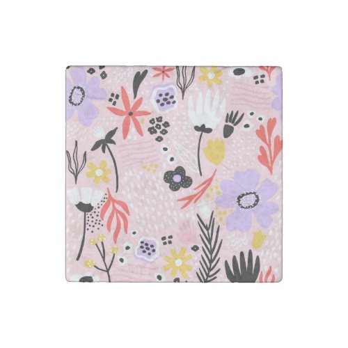 Abstract Floral Creative Vintage Design Stone Magnet
