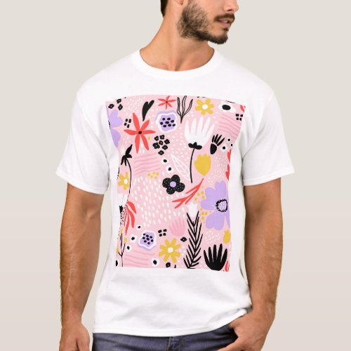 Abstract Floral Creative Vintage Design T_Shirt