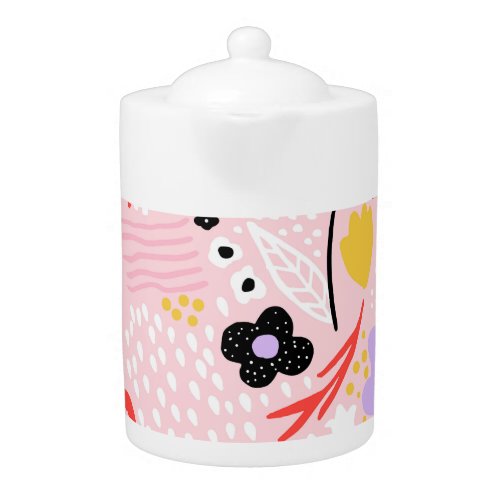 Abstract Floral Creative Vintage Design Teapot