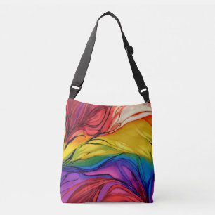 Abstract Floral Crossbody Tote Bag