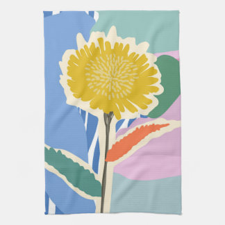 Abstract Floral Dandelion Color Blocks Modern  Kitchen Towel