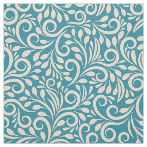 Abstract floral dark cyan pattern  fabric