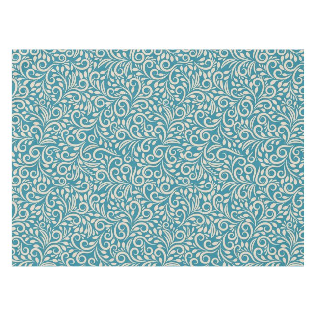 Abstract floral dark cyan pattern tablecloth (Front (Horizontal))