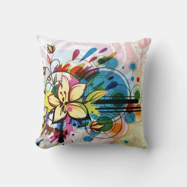 Abstract Floral Decorative Pillow (Front)