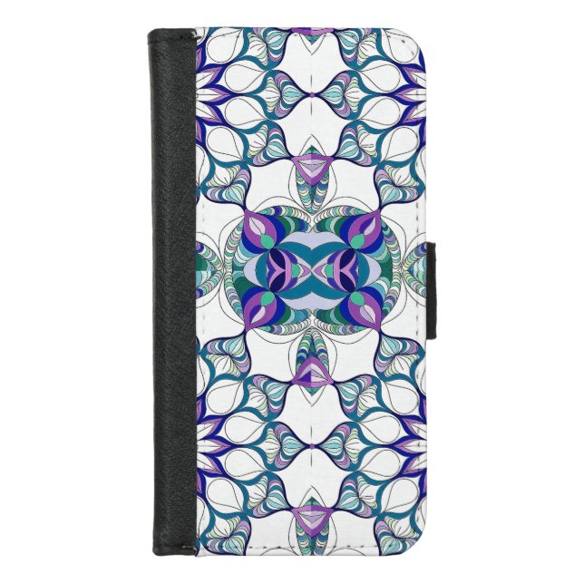 Abstract Floral Design iPhone Wallet Case (Front)