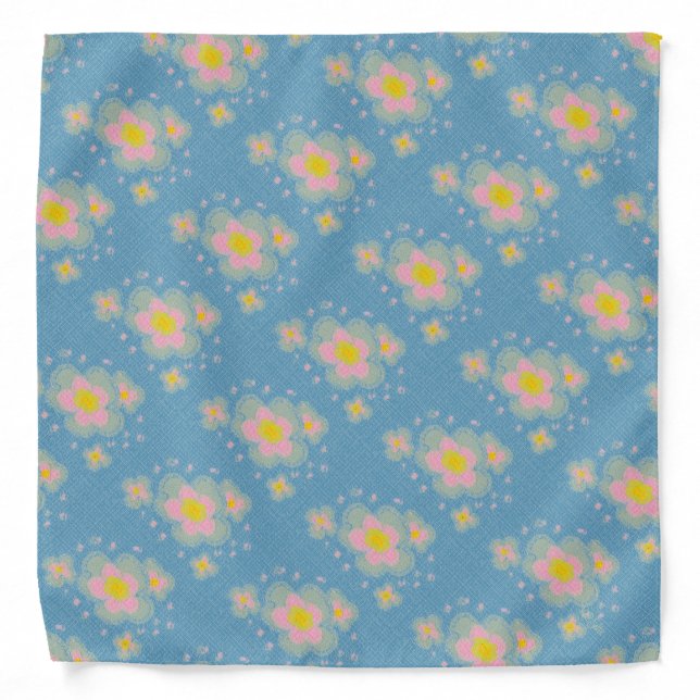 Abstract Floral Design (pink/light blue) Bandana (Front)