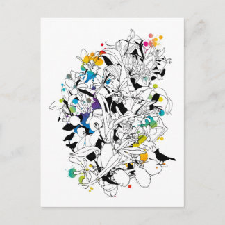 abstract floral design postcard