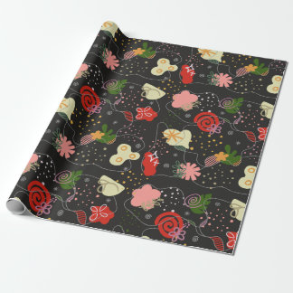 Abstract Floral Doodle Wrapping Paper