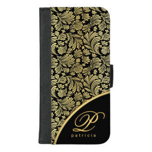 Abstract Floral Elegant Gold Ladies Monogram Folio iPhone 8/7 Plus Wallet Case