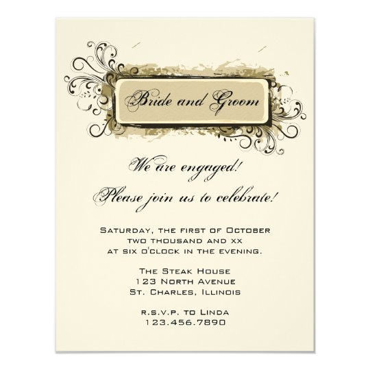 Abstract Floral Engagement Party Invitation
