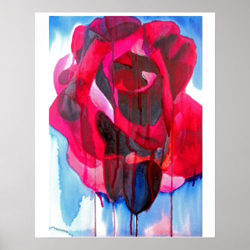 Abstract floral Etoile de Holland Rose art Poster