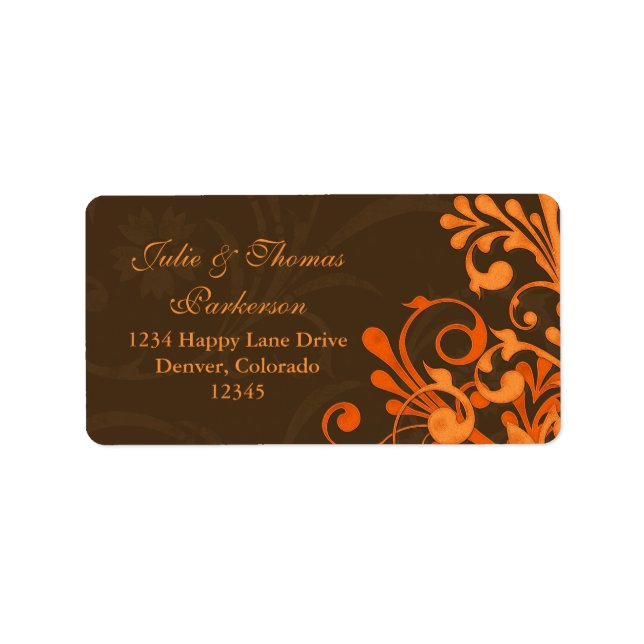 Abstract Floral Fall Wedding Return Address Label (Front)