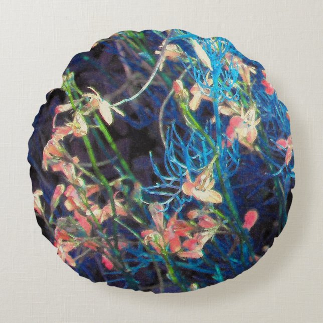Abstract Floral Fantasy Round Pillow (Front)