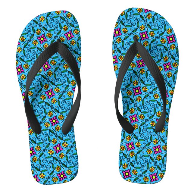 Abstract Floral Flip Flops (Footbed)