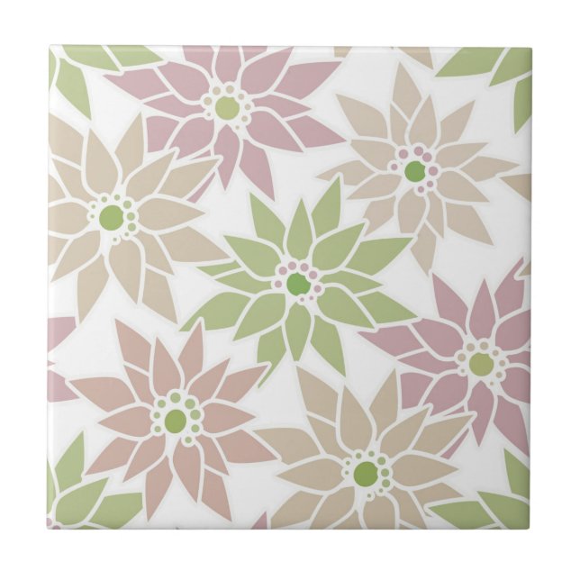 Abstract floral flowers romantic pattern cartoon r ceramic tile (Front)