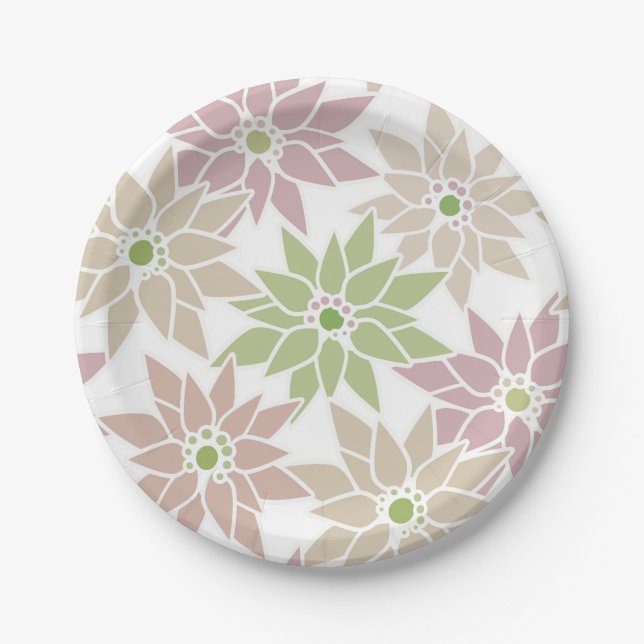Abstract floral flowers romantic pattern cartoon r paper plates (Front)