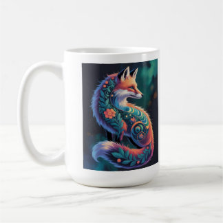 Abstract Floral Fox Art Coffee Mug