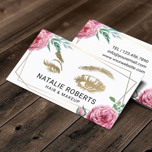 Abstract Floral Frame Makeup Artist Hair Stylist Business Card