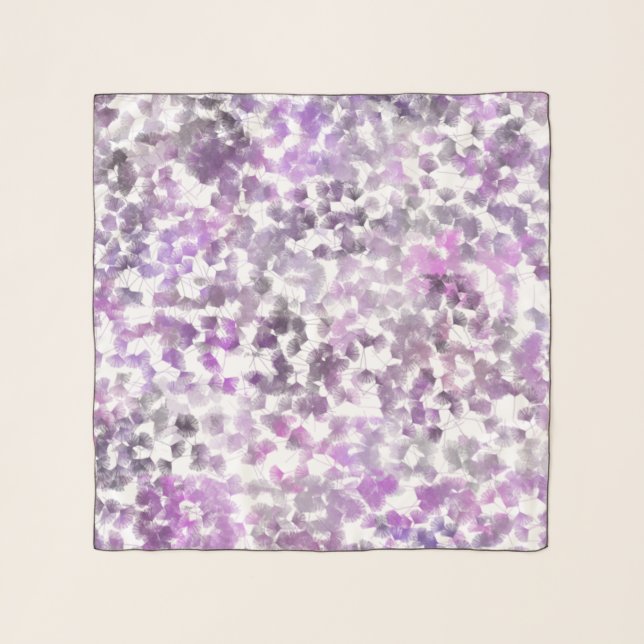 Abstract Floral Girly Purple White Scarf (Front)