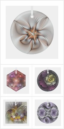Abstract Floral Glass Ornaments For Xmas & More